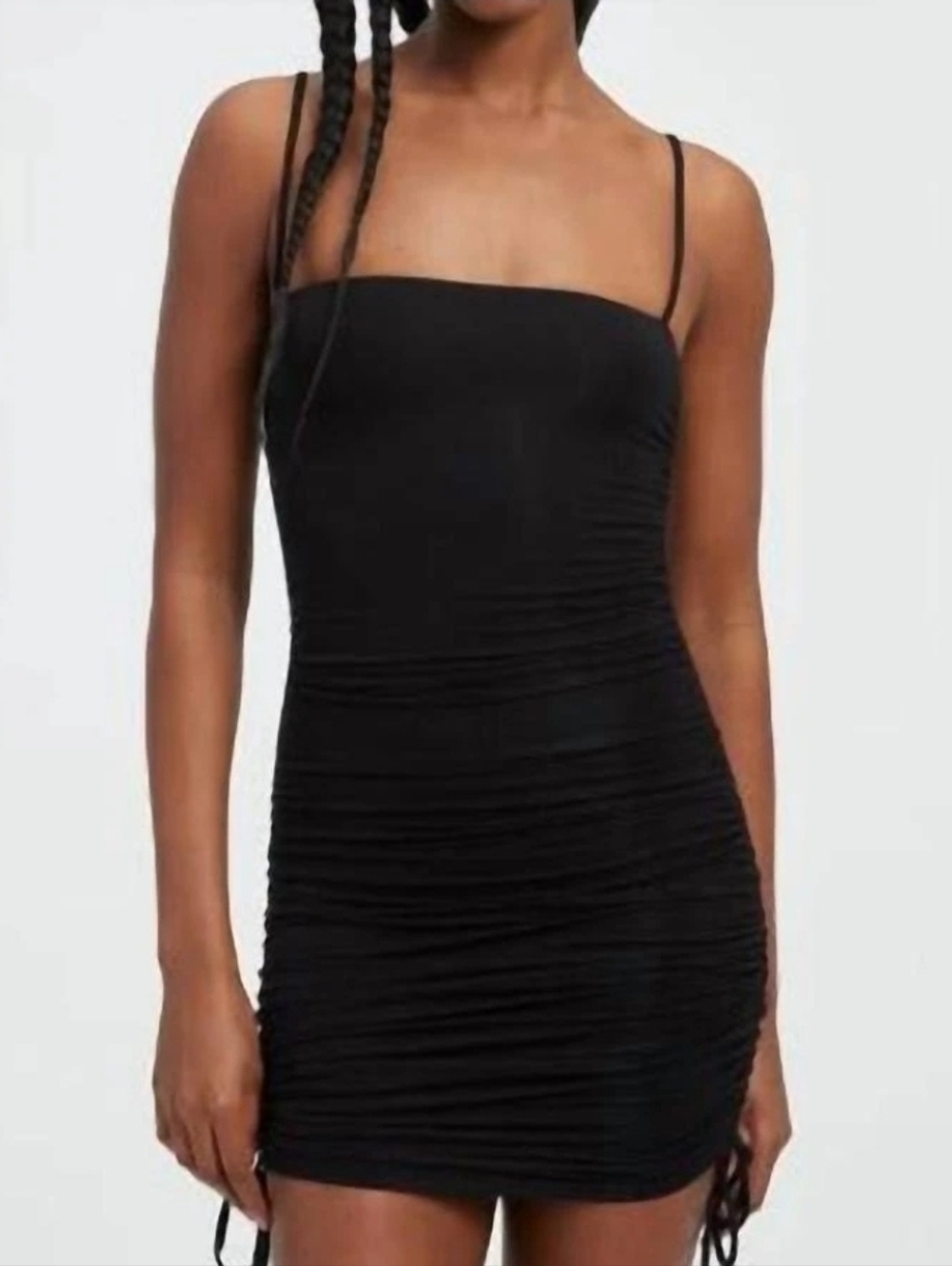Good American Black Ruched Mini Dress Size Medium